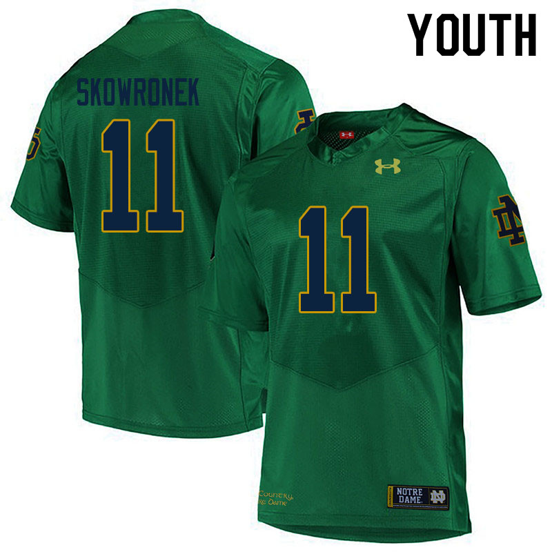 Youth NCAA Notre Dame Fighting Irish #11 Ben Skowronek Stitched College Under Armour Authentic Green Football Jersey LP10U71GU